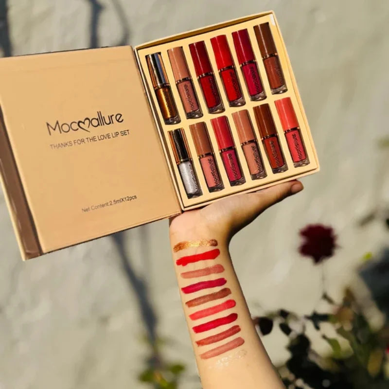 12 Pcs Mocallure Matte Liquid Lipstick Set | High-Pigment, Waterproof & Long-Lasting